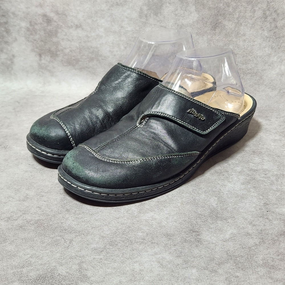 Fidelio Hallux Fabia F 1/2 Black Leather Comfort Mules‎ Clogs EU 40 Womens
